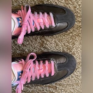 Authentic adidas tennis shoes hand dyed black and pink size 9.5 w or 8 men’s